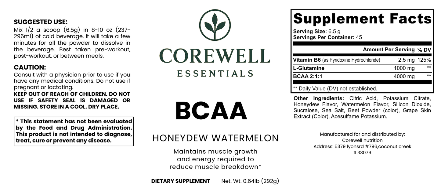 BCAA Post Workout Powder (Honeydew/Watermelon)